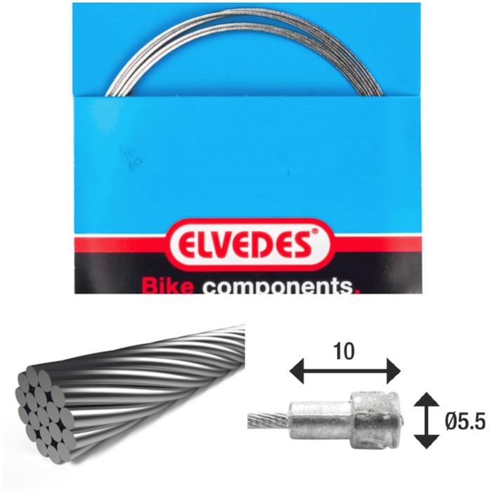 elvedes-cable-de-frein-2-000mm-1x19-fils-stainless-diametre-1-5mm-tete-en-v-diametre-5-5x10