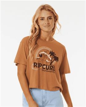 Teeshirt femme RIPCURL Rainbow Waves Crop Tee Light Brown