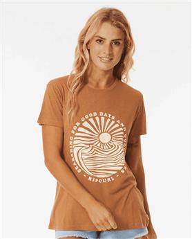 Teeshirt femme RIPCURL Good Waves Standard Tee Light Brown